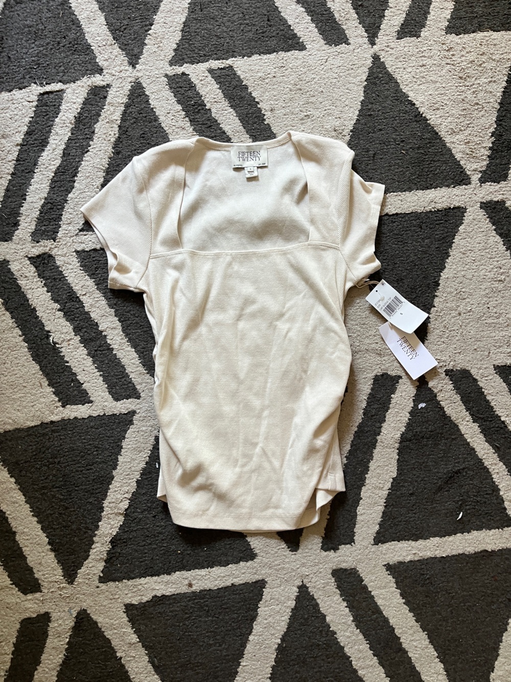 Fifteen Twenty NWT Cream Ribbed Knit Top